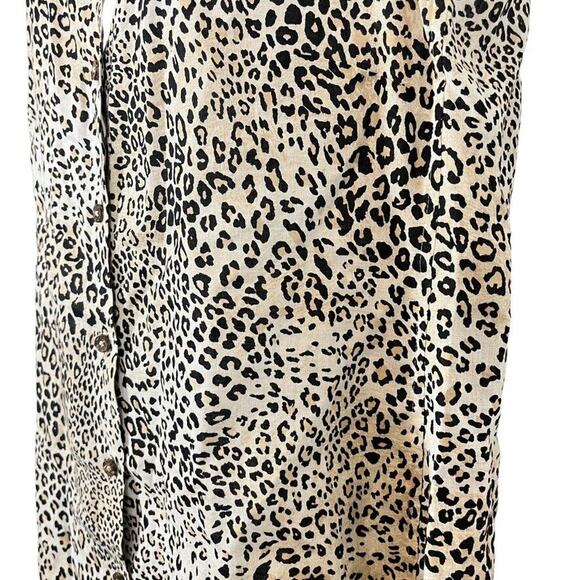 Chicos No Iron Womens Leopard Button Up Sleeveless Top 100% Linen Top 0 4 6 S - Picture 9 of 16